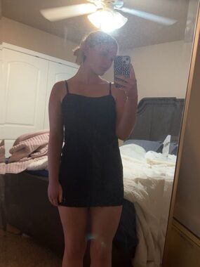 Princess Polly Black Spaghetti-Strap Mini Dress